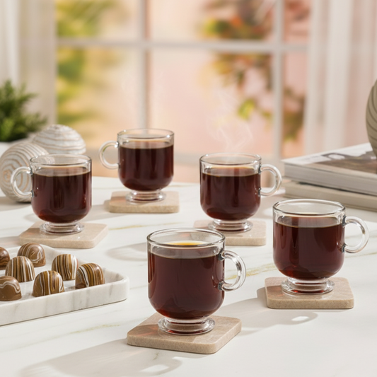 6‑Pcs Glass Tea Cup Set